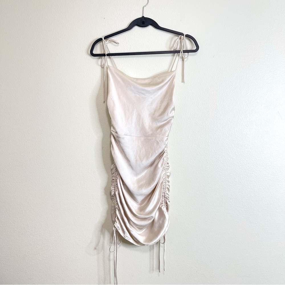 Hello Molly ruched satin effect cowl neck dress